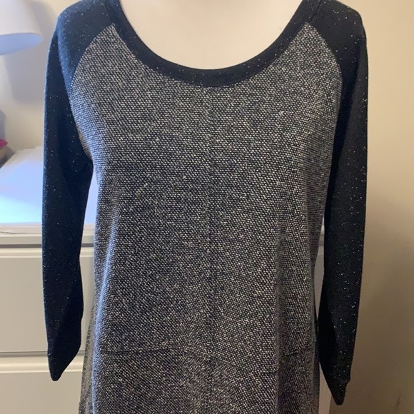 New York & Co black and white 3/4 sleeve Tweed looking dress, comfy!! - Picture 3 of 12